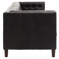 King Three Seater Antique Ebony Leather Sofa