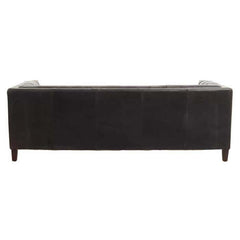 King Three Seater Antique Ebony Leather Sofa