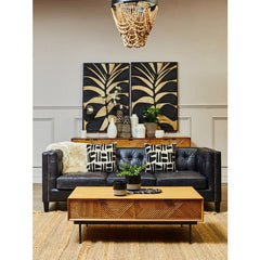 King Three Seater Antique Ebony Leather Sofa