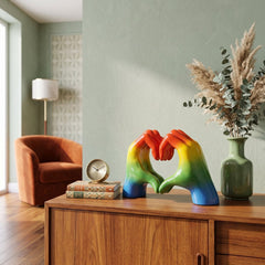 Home Luxe Rainbow Hands Of Love Heart Gesture Sculpture | Multi