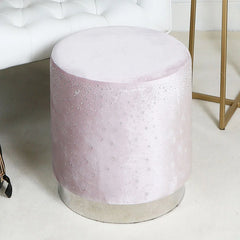Lavender Round Stool With Velvet Fabric And Sparkling Diamantes – Home Luxe Interior