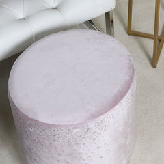 Lavender Round Stool With Velvet Fabric And Sparkling Diamantes – Home Luxe Interior