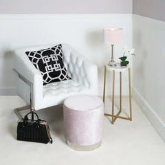 Lavender Round Stool With Velvet Fabric And Sparkling Diamantes – Home Luxe Interior