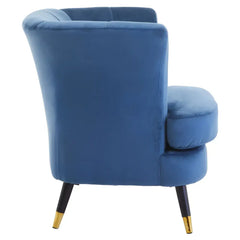 Loretta Midnight Blue Velvet Curved Accent Chair