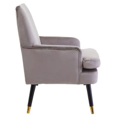 Loretta Mink Velvet Accent Chair With Wooden Legs - Home Luxe Interior