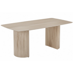 Olympia Beige Ceramic Coffee Table Fluted Base Oval 130cm