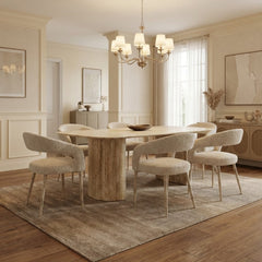 Olympia Beige Ceramic Dining Table & 6 Chairs Set 160cm