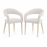 Olympia Beige Dining Chairs Set of 2 Gold Legs Curved Back
