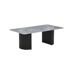 Olympia Grey Ceramic Coffee Table Black Fluted Base 130cm