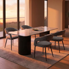 Olympia Grey Ceramic Dining Table & 4 Chairs Set 160cm