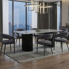 Olympia Grey Ceramic Dining Table & 6 Chairs Set 160cm