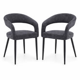 Olympia Grey Dining Chairs Set of 2 Black Legs Curved Back