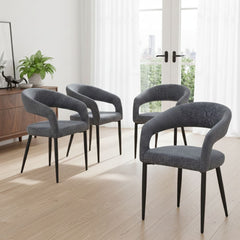 Olympia Grey Dining Chairs Set of 2 Black Legs Curved Back