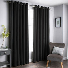 Oxford Black Black Out Curtains With Eyelets 46 x 72 – Home Luxe Interior