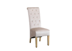 Pair Of Sofia Cream & Gold Dining Chairs Lion Knocker - Home Luxe Interior