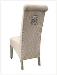 Pair of 2 Sofia Mink Lion Knocker Chairs - Home Luxe Interior