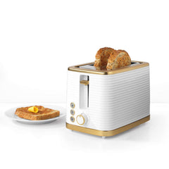 Salter Palermo White & Gold Kettle & 2-Slice Toaster Set Rapid Boil