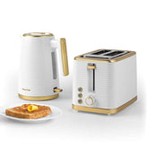 Salter Palermo White & Gold Kettle & 2-Slice Toaster Set Rapid Boil