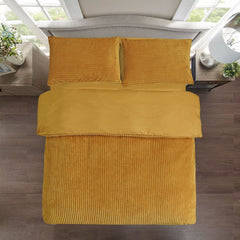 Plush Ribbed Plain Duvet Set With Piilowcases