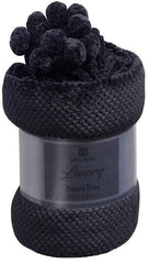 Popcorn Pom Pom Soft Throw 200cm x 240cm Black