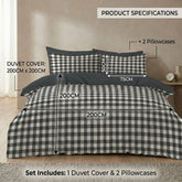 Gaveno Cavailia Charcoal Gingham Double Duvet Cover Bedding Set