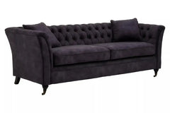Sabrina Three Seat Grey Velvet Sofa
