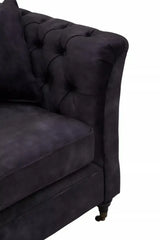 Sabrina Three Seat Grey Velvet Sofa