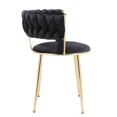 Set Of 2 Larissa Black & Gold Dining Chairs - Home Luxe Interior
