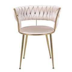Set Of 2 Larissa Cream & Gold Dining Chairs - Home Luxe Interior