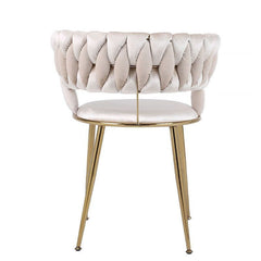 Set Of 2 Larissa Cream & Gold Dining Chairs - Home Luxe Interior