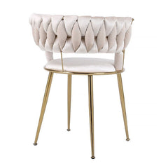 Set Of 2 Larissa Cream & Gold Dining Chairs - Home Luxe Interior