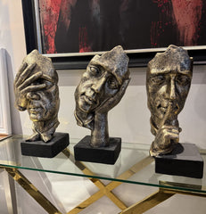 Set Of 3 Bronze See/Hear/Speak No Evil Ornaments