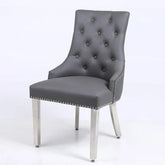Set of 2 Minister Grey PU Leather Dining Chairs – Home Luxe Interior