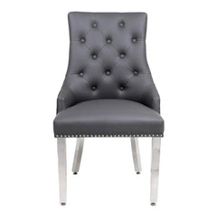 Set of 2 Minister Grey PU Leather Dining Chairs – Home Luxe Interior