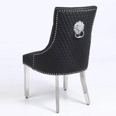 Set of 2 Minister Midnight Black PU Leather Dining Chairs with Lion Knocker – Home Luxe Interior
