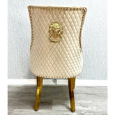 Set of 2 Minister Mink Velvet & Gold Dining Chairs with Lion Knocker – Home Luxe Interior