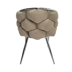 Set of 2 Soritino Taupe Dining Chairs with Chrome Legs by Home Luxe Interior