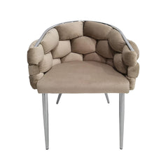 Set of 2 Soritino Taupe Dining Chairs with Chrome Legs by Home Luxe Interior