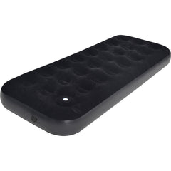 Single Flocked Airbed with Built-In Foot Pump - Black 190cm