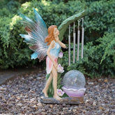 Solar Powered Garden Fairy with Wind Chime - Blue Magical Ornament