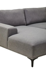 Toulon 3 Seat Grey Fabric Right Chaise Sofa