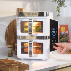 Salter VertiCook View 9L Dual Air Fryer White Vertical Design
