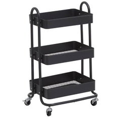 Acero Three-Tier Black Metal Trolley Home Luxe Interior