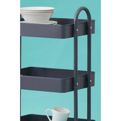 Acero Three-Tier Grey Metal Trolley Home Luxe Interior