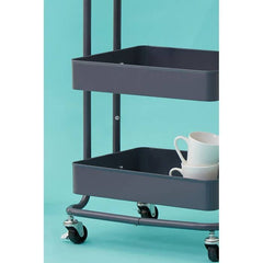 Acero Three-Tier Grey Metal Trolley Home Luxe Interior