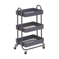 Acero Three-Tier Grey Metal Trolley Home Luxe Interior