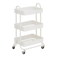 Acero Three-Tier White Metal Trolley Home Luxe Interior