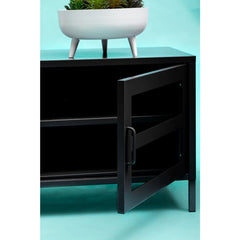 Acier Two Door Black Metal Media Unit - Home Luxe Interior
