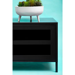 Acier Two Door Black Metal Media Unit - Home Luxe Interior