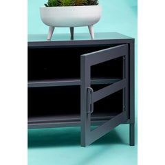 Acier Two Door Grey Metal Media Unit - Home Luxe Interior